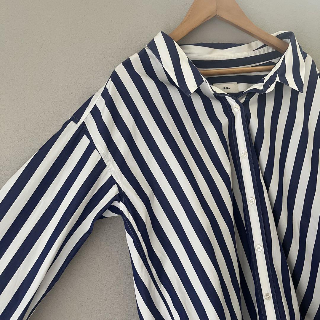 IENA 定価1.6万円THOMAS MASON ルーズネックシャツ ストライプ