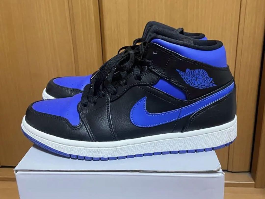 NIKE AIR JORDAN 1 MID BLACK/BLUE 青 ブルー