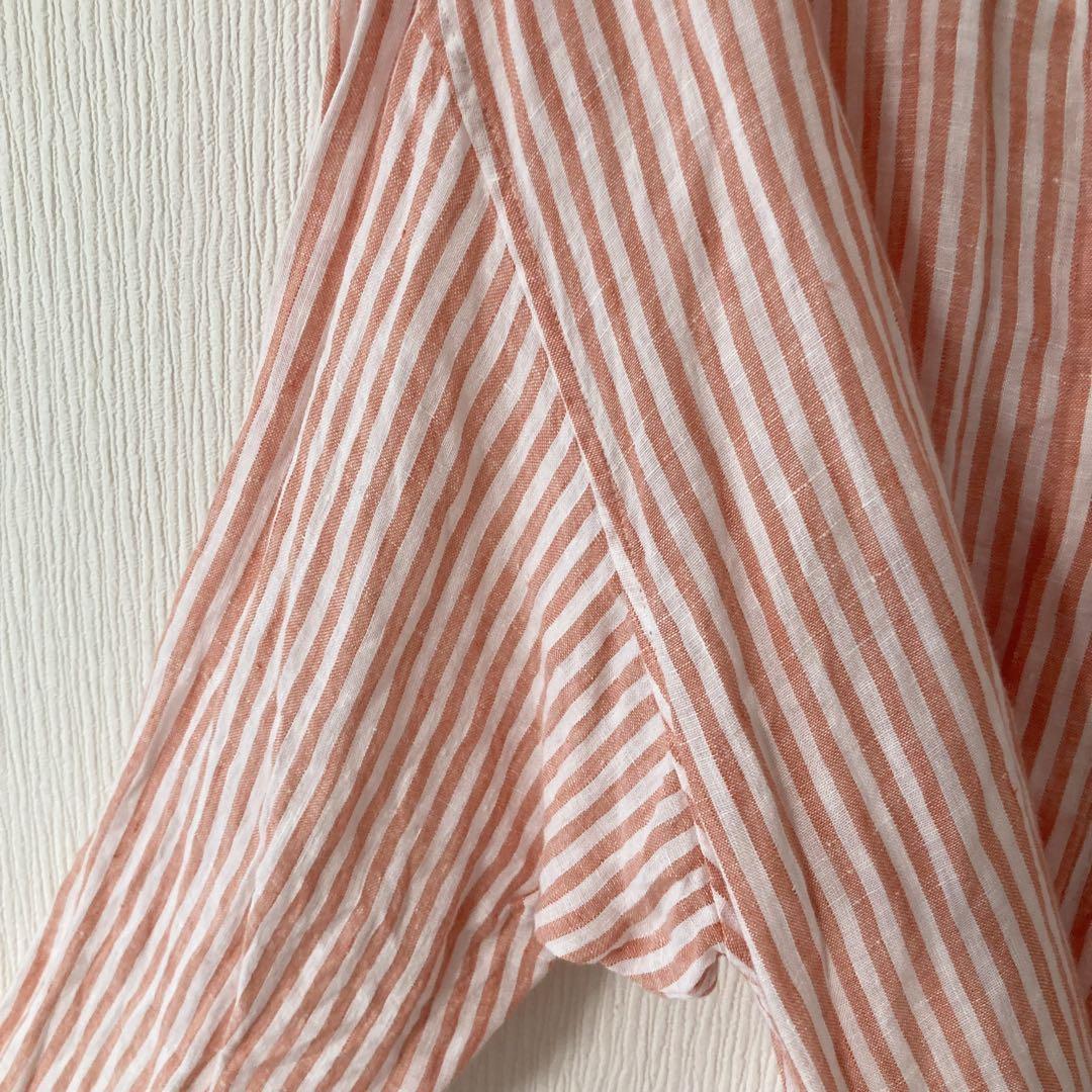 極美品 23区 チュニック シャツ LIBECO リベコ 麻100 ストライプ