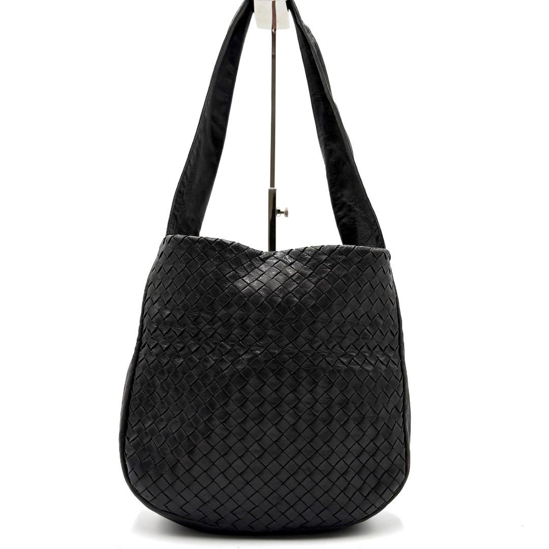 極美品✨BOTTEGA VENETA イントレチャート ホーボーバッグ ブラック
