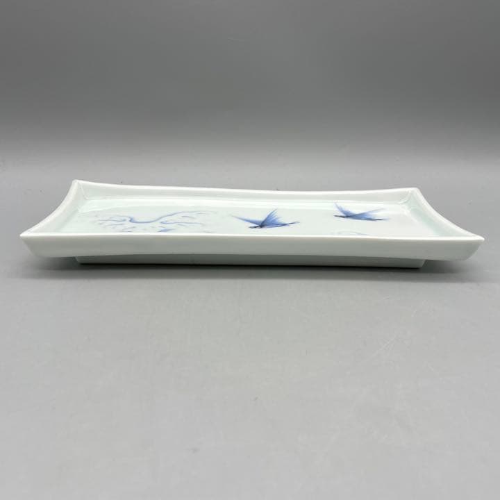 時代 隆萬造 染付 刺身皿 醤油皿 各十客 波に太刀魚図】骨董