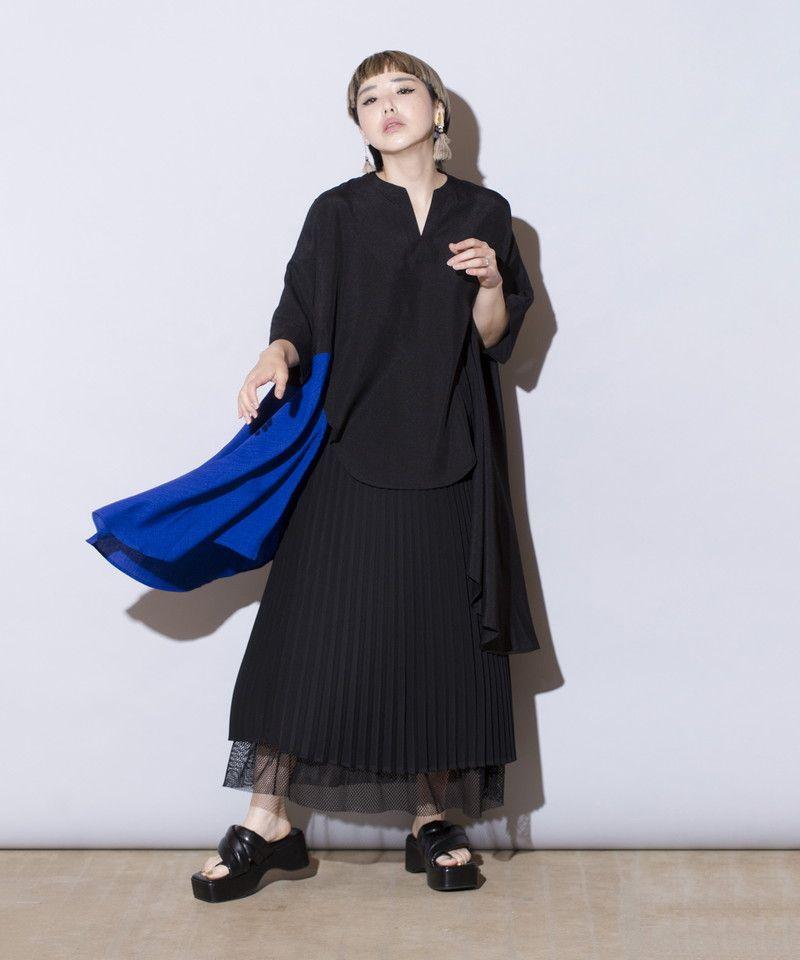osmosis メッシュヘムプリーツスカート