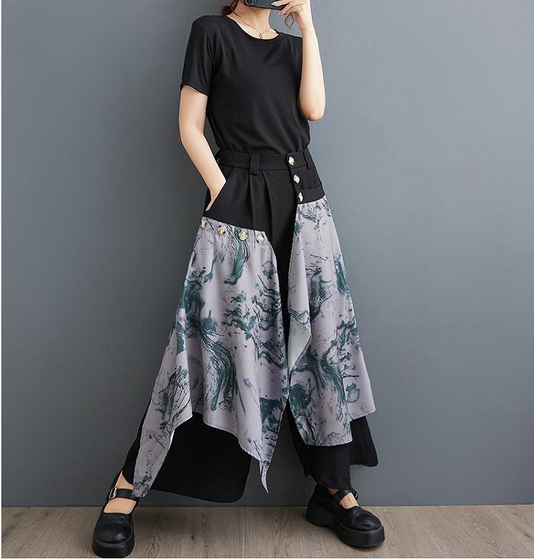大きいサイズ レディース パンツ　ワイド　春夏 秋 新品 ウエストゴム