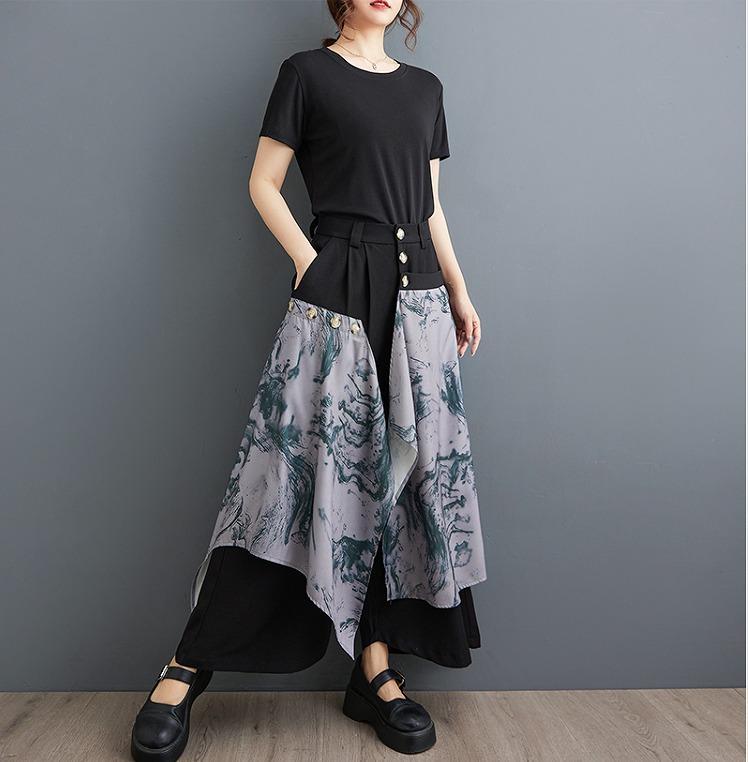 大きいサイズ レディース パンツ　ワイド　春夏 秋 新品 ウエストゴム