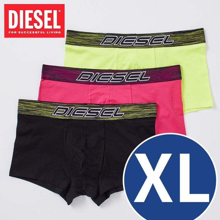 ファッション ディーゼル DIESEL ボクサーパンツ 3枚セット 黒 緑 ピンク XL 下着・アンダーウェア