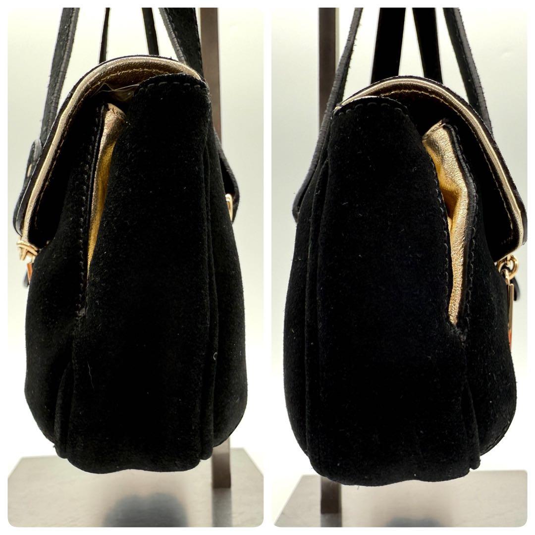 希少 美品 FENDI ズッキーノ ベロア ゴールドFF金具 ハンドバッグ