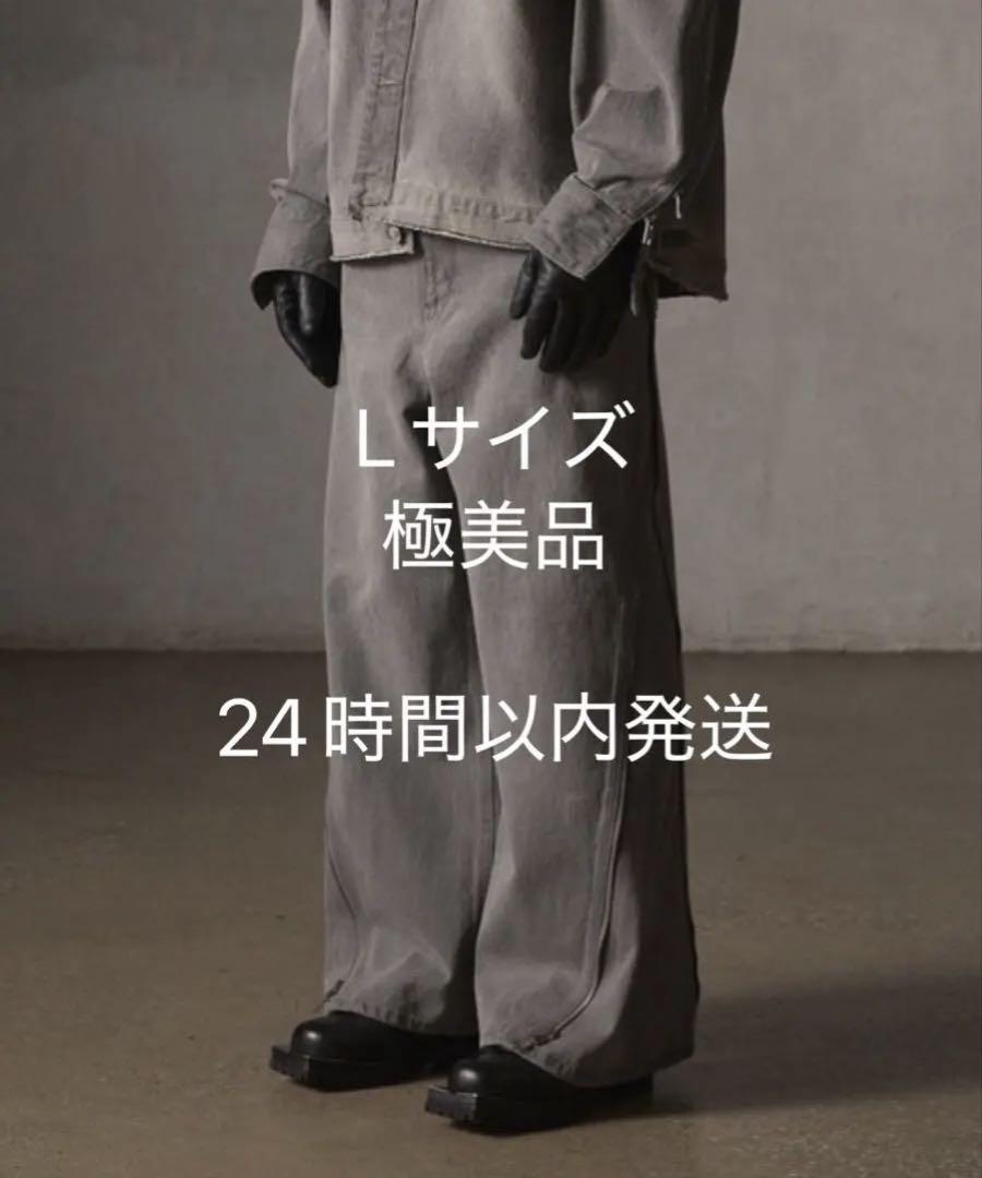 GRANCY スウェットドッキングデザインダメージバギーデニムパンツ ホワイト GRANCY】Sweat Docking Design Damage Buggy Denim Pants