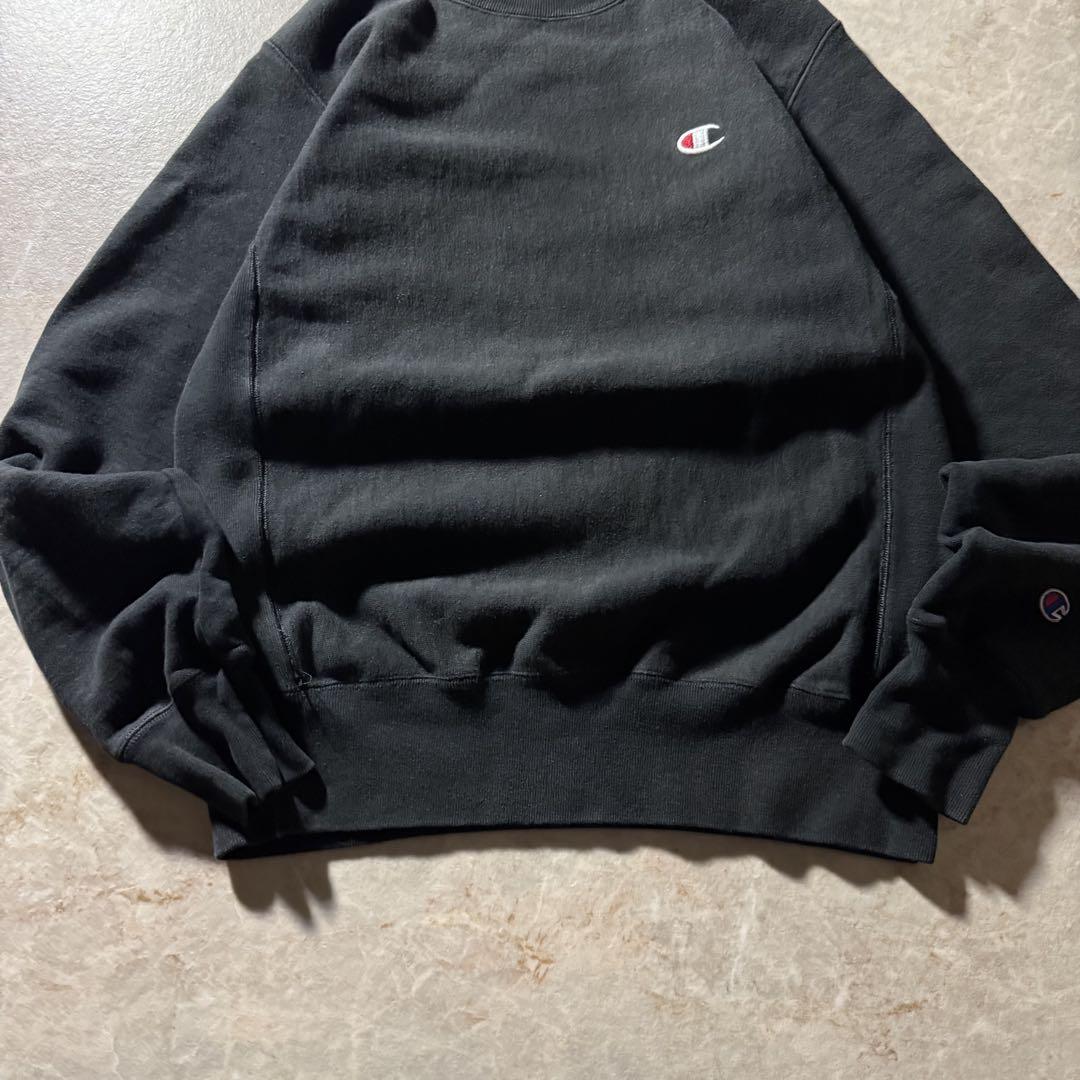 champion REVERSE WEAVEスウェット古着ブラック短丈 CBOY