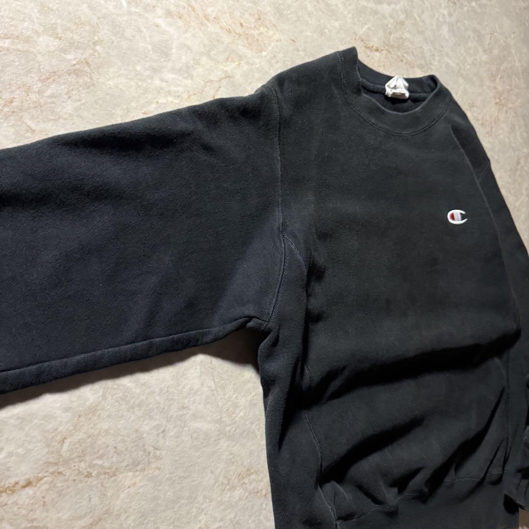 champion REVERSE WEAVEスウェット古着ブラック短丈 CBOY