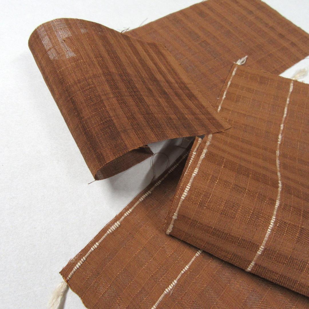 自然布 民芸紬 細密な織り 格子縞模様 中古 丈168cm TU-19 自然布 民芸紬 細密な織り 格子縞模様 中古 丈168cm TU-19