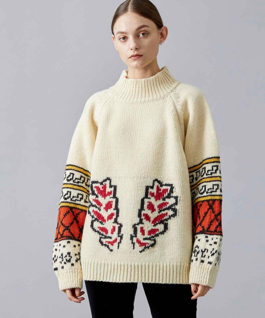 トップス TAN PAINTING JAQUARD PULLOVER