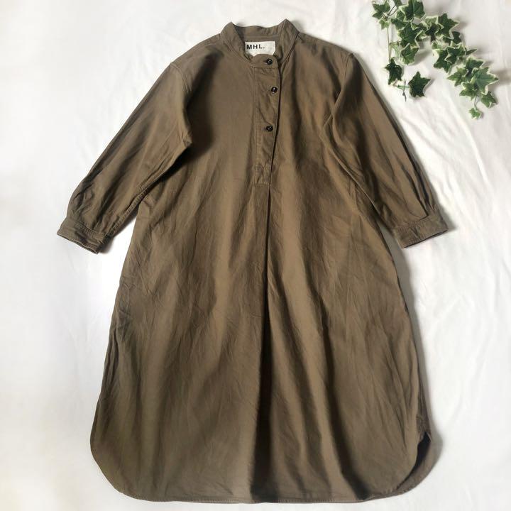 MHL. マーガレットハウエル バンドカラー シャツワンピース コットン ...