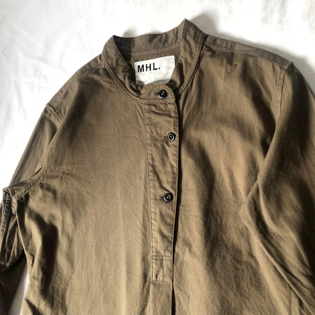 MHL. マーガレットハウエル バンドカラー シャツワンピース コットン ...