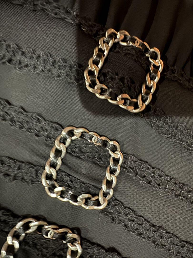 CHANEL サイズ36黒の半袖ひざ丈ワンピース