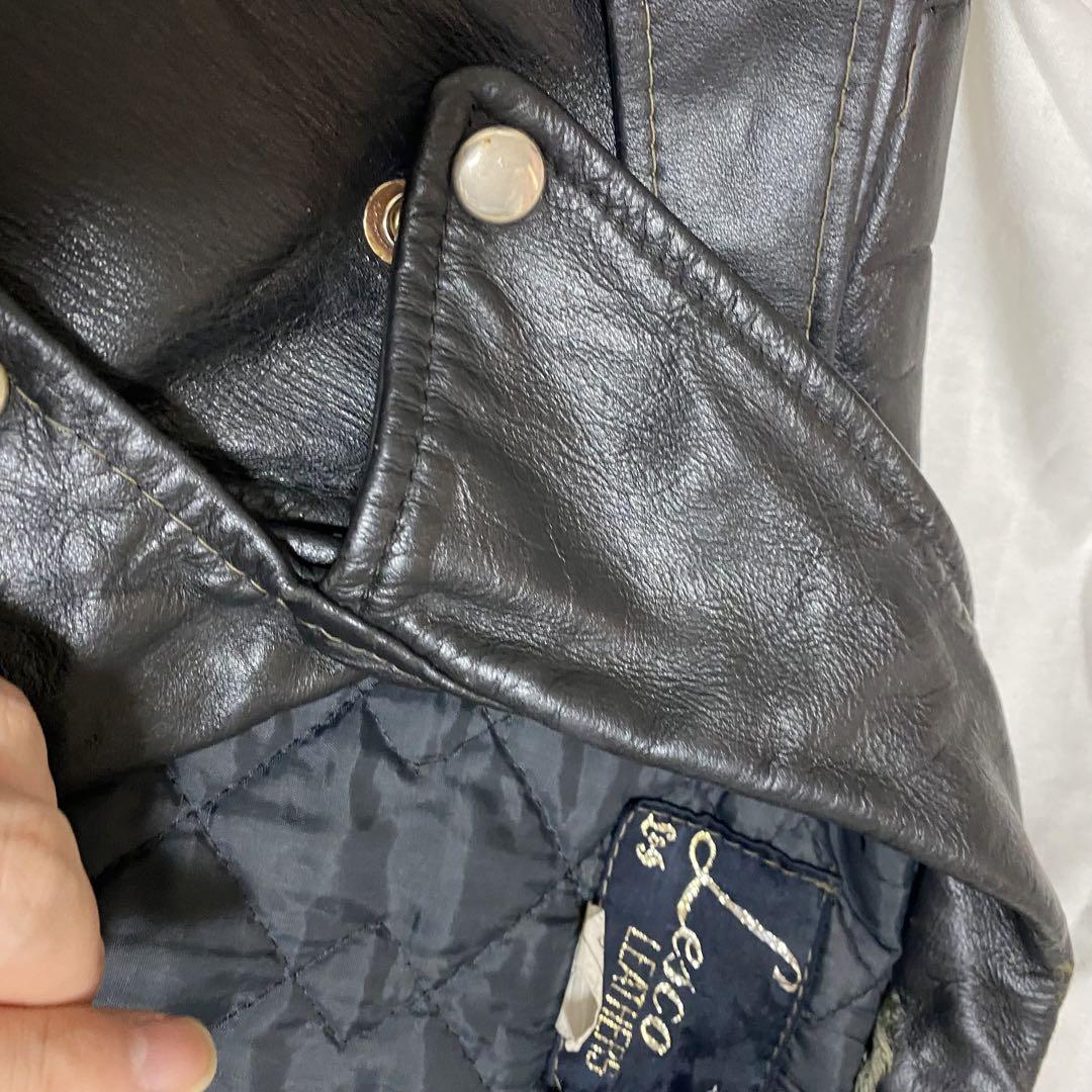 70s VINTAGE Lesco leather ダブル ライダースジャケット