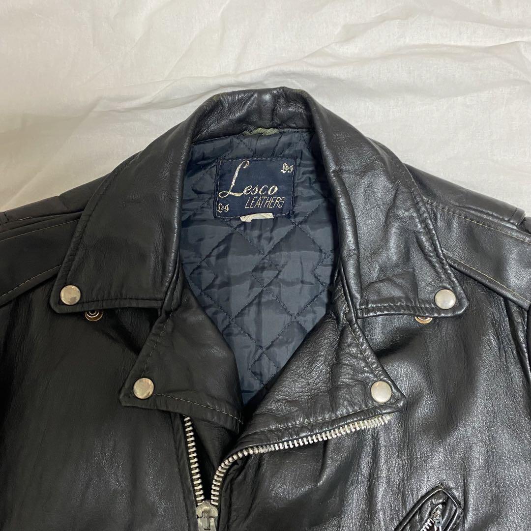 70s VINTAGE Lesco leather ダブル ライダースジャケット