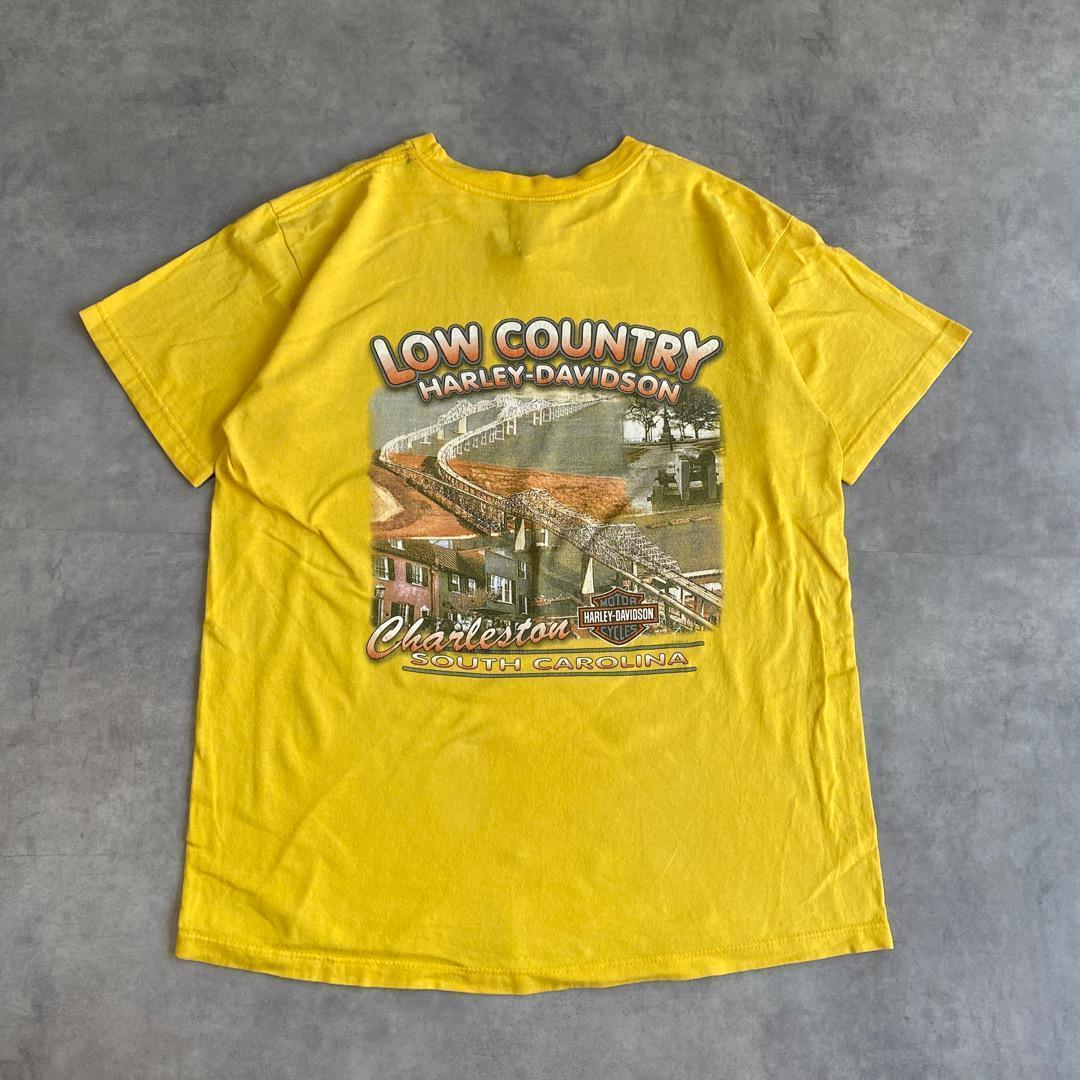 ハーレーダビッドソン Tシャツ 古着 USA製 00s L 黄色 12903