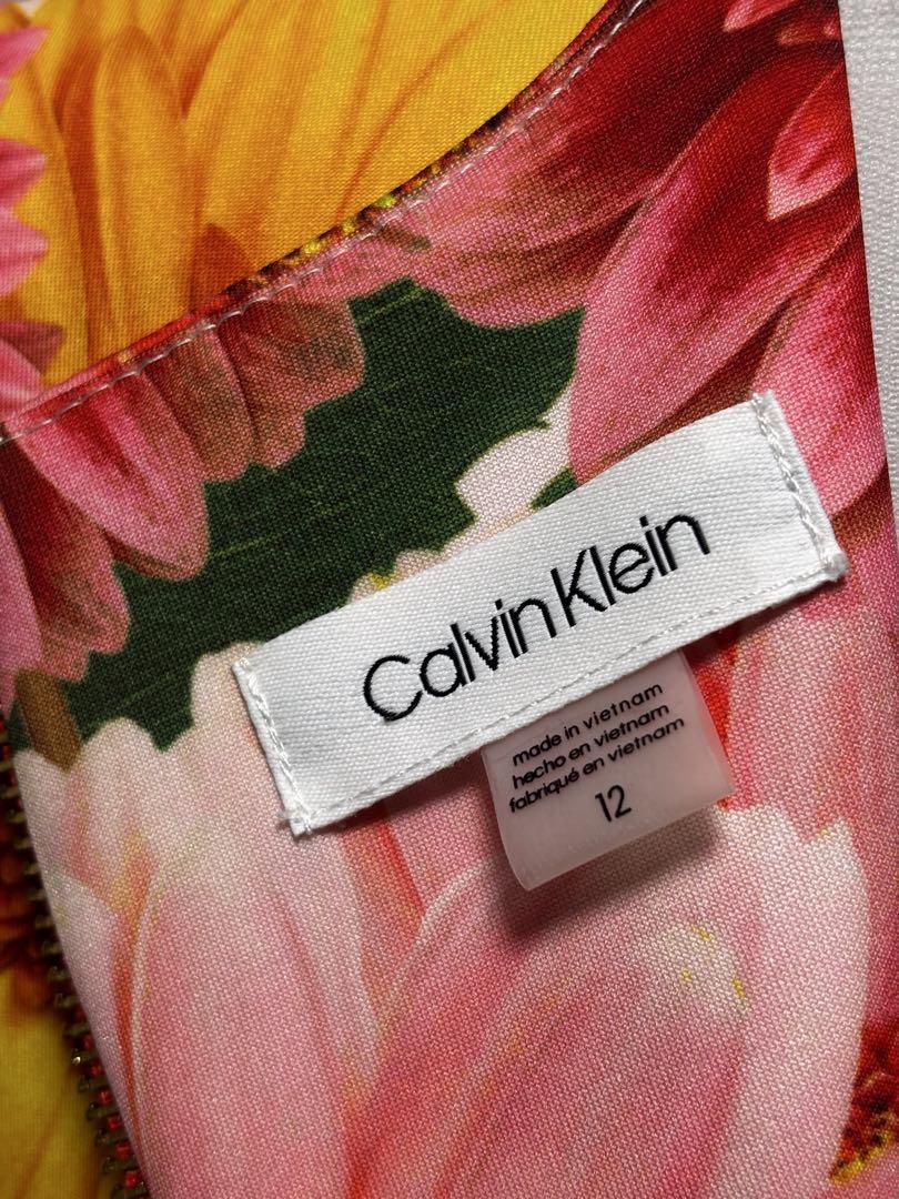Calvin Klein 花柄 タイト ノースリーブ　ワンピース