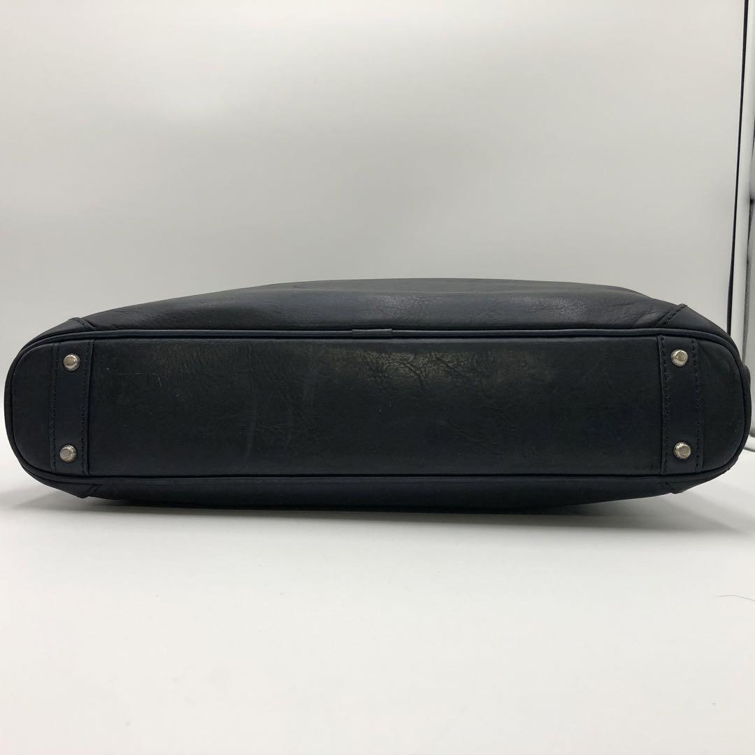 【良品】フジタカ　ビジネスバッグ　2way ショルダー　A4収納可能　レザー　紺