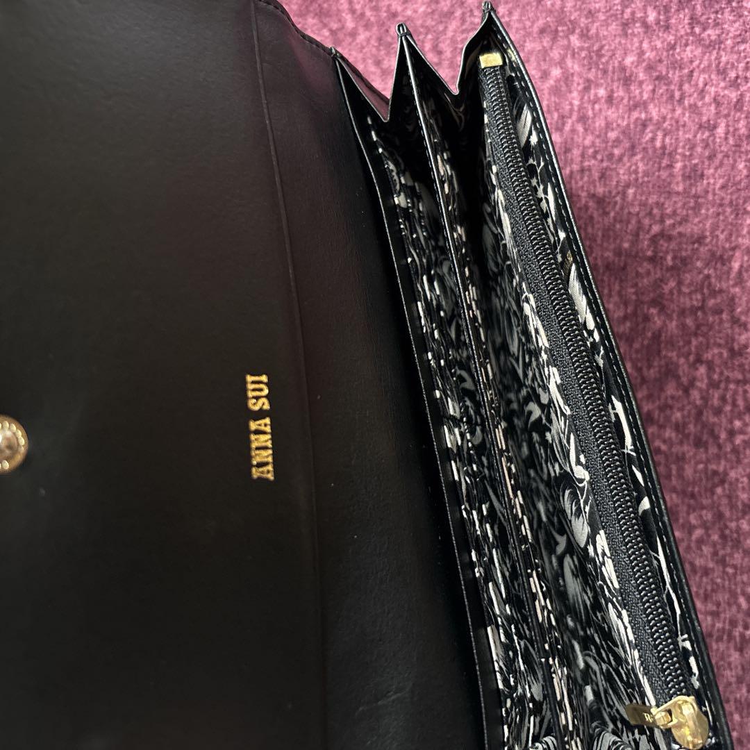 ANNA SUI レアバタフライ 長財布 がま口財布 ムラサキ 蝶々刺繍 箱なし