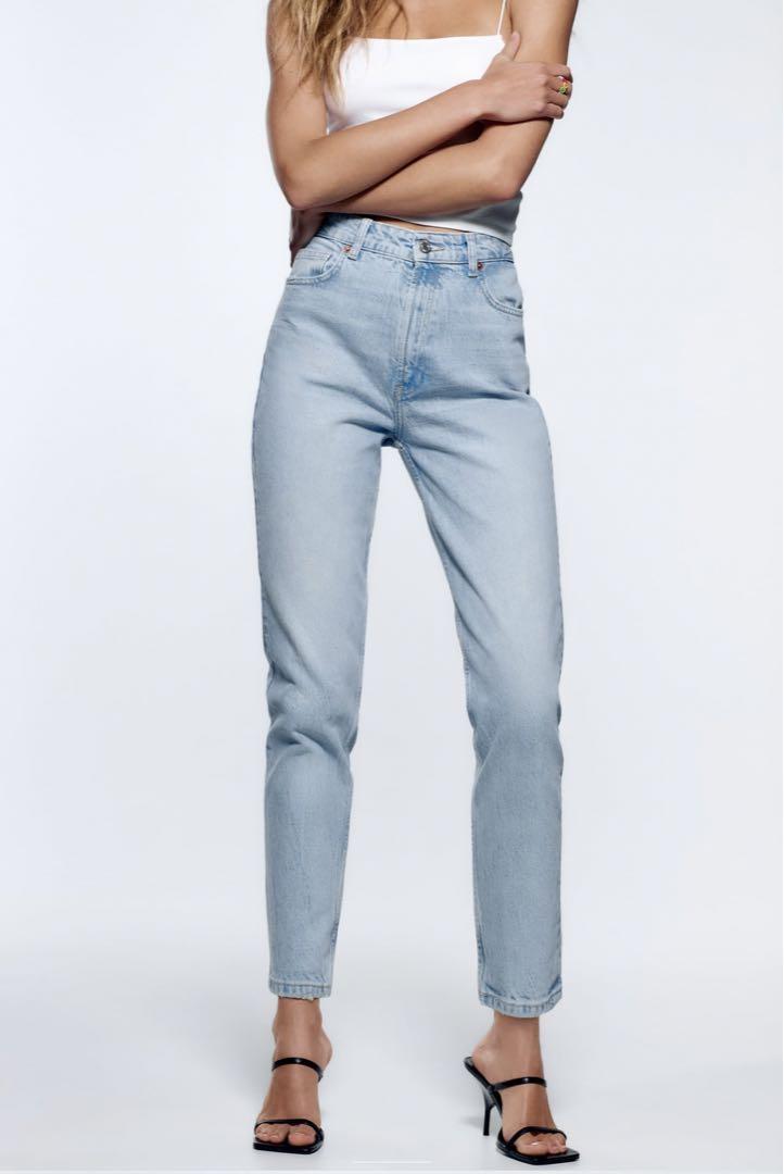 zara]☆新品 デニムパンツ マムフィット ライトブルー - メルカリ
