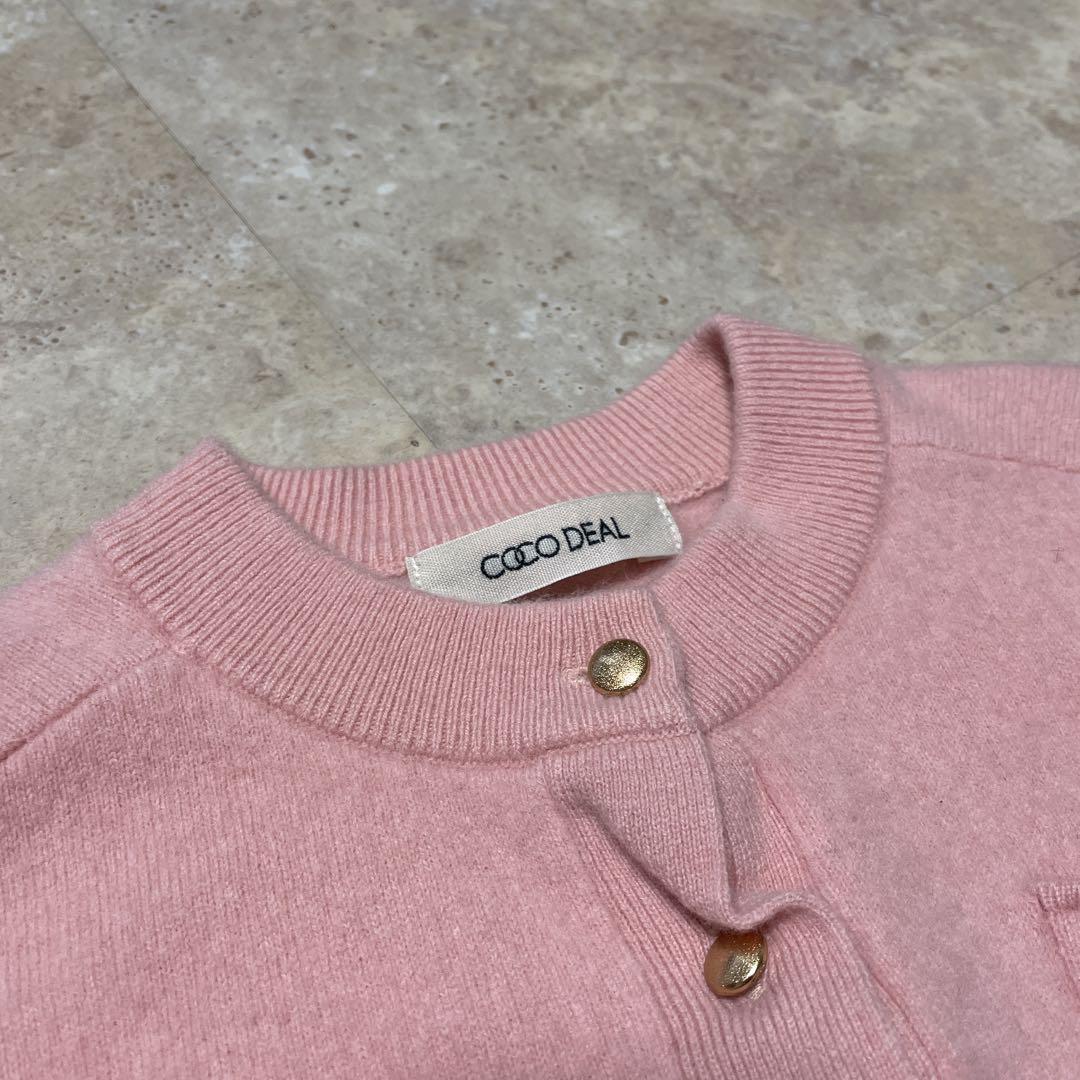 cocodeal】ピュアウールポケットカーディガン ピンク SIZE2