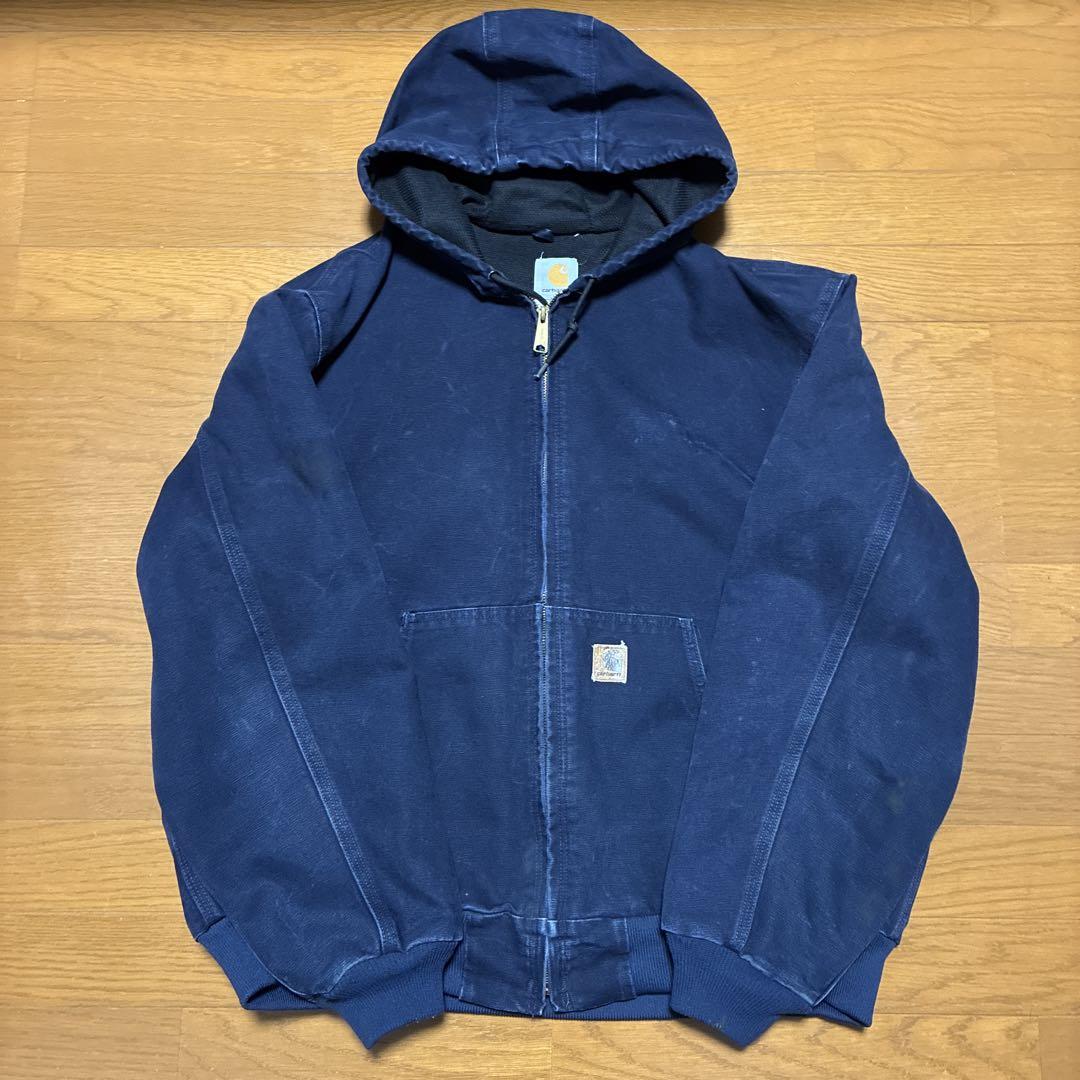 carhartt カーハート　アクティブ　ジャケット　ダック　ネイビー　革タグ