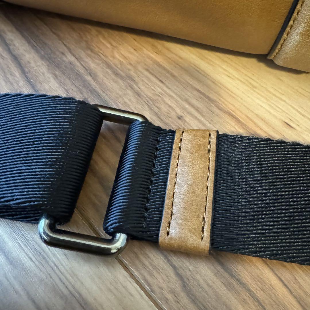 新品ショルダーベルト付コーチCOACHビジネスバッグ キャメルイエロー 画像16