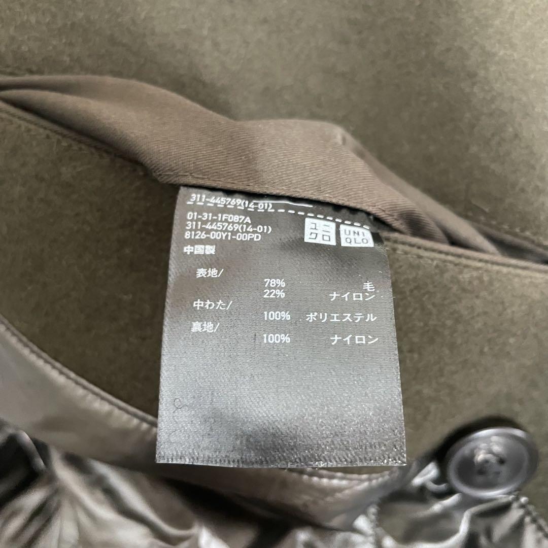 美品 UNIQLO +J ウールブレンド オーバーサイズ ピーコート カーキ