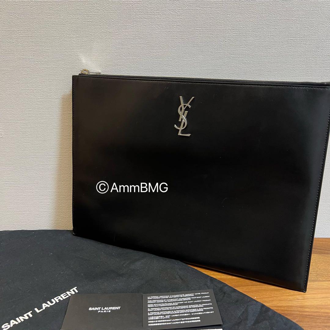 際美品 10万超 サンローラン YSLロゴ クラッチバッグ メンズバッグ