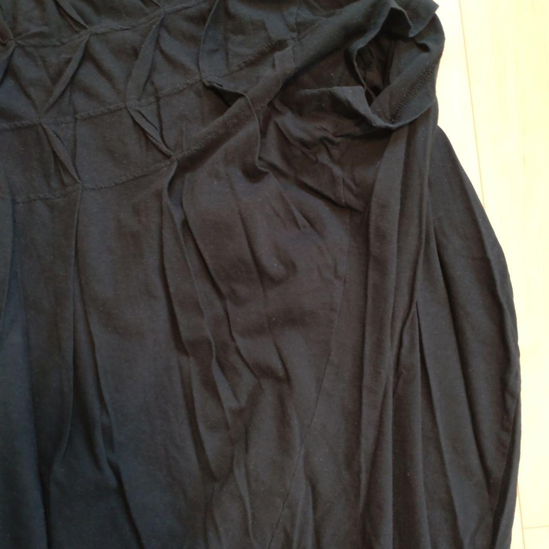 gomme 立体的なタックデザイン 半袖Tシャツ 黒