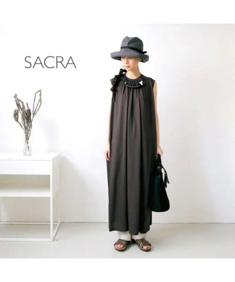 未使用 新品 Sacra ワンピース ノースリーブロングワンピース Sacra 新品 サクラ