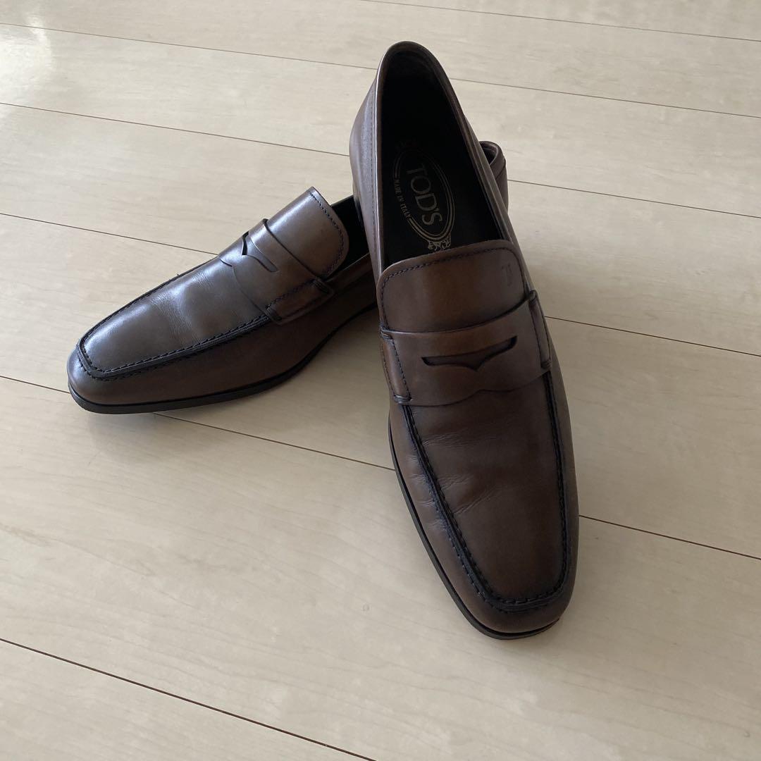 TOD'S / トッズ 牛革 カーフ スリッポン モカシン ブラウン 茶