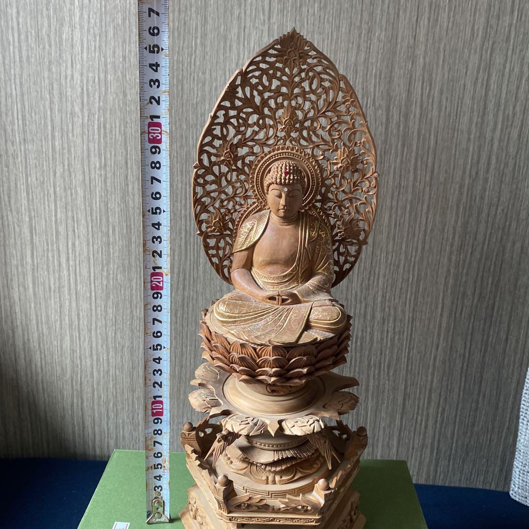 白檀　仏像セット 立像と座像　ケマン台