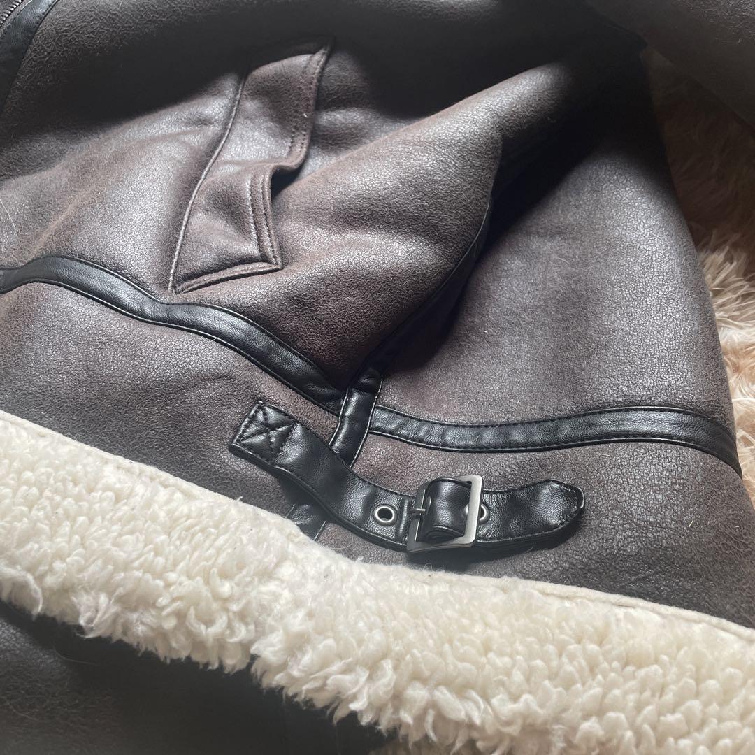 ZARA フェイクムートンジャケット　B-3 フライトジャケット　ダークブラウン