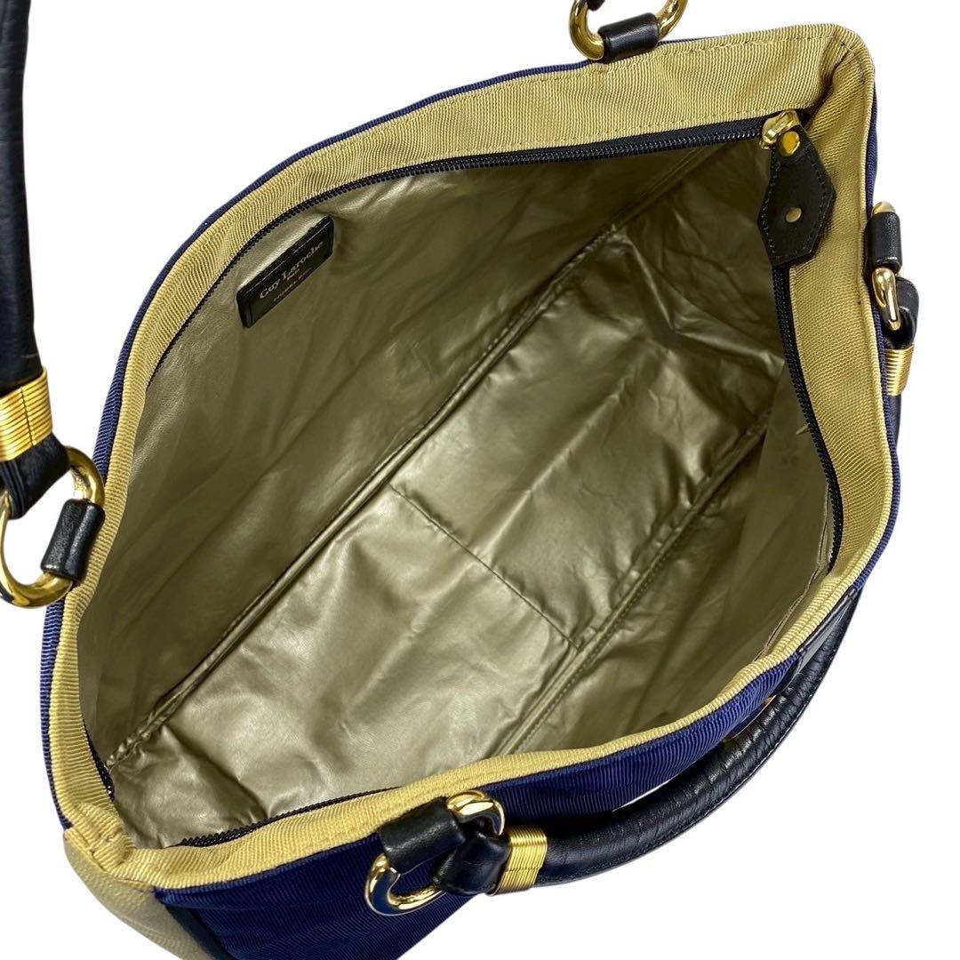 Guy Laroche ギラロッシュ トートバッグ ブルー ナイロン 金ロゴ