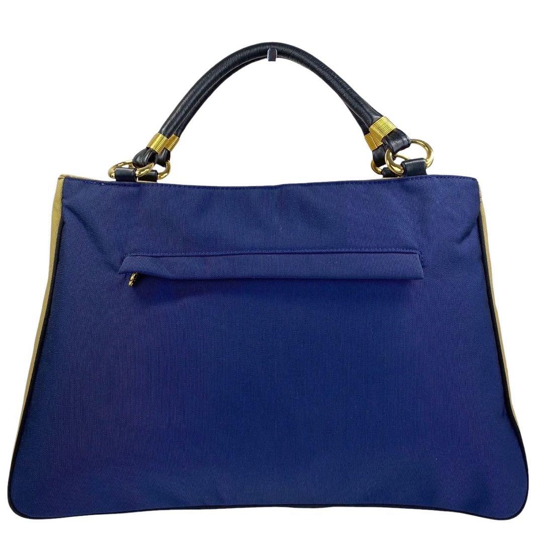 Guy Laroche ギラロッシュ トートバッグ ブルー ナイロン 金ロゴ
