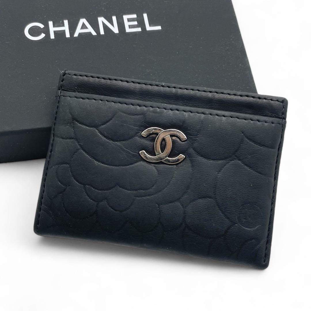 CHANEL シャネル カードケース カメリア 黒 ブラック パスケース