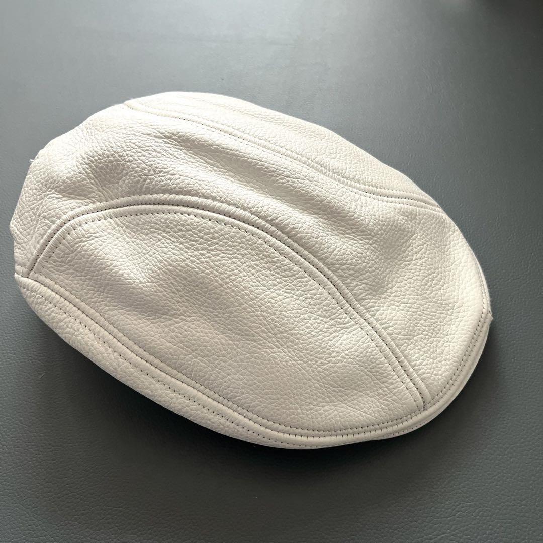 ニューヨークハット　NEW YORK HAT 白　レザー　帽子　キャスケット