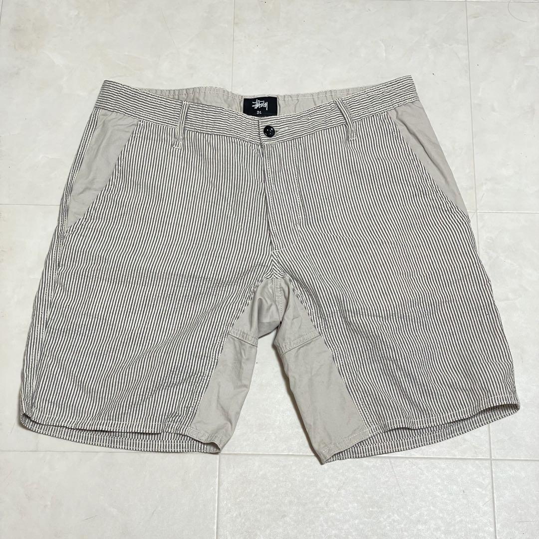 STUSSY ハーフパンツ ショーツ ストライプ ホワイト系 メンズ