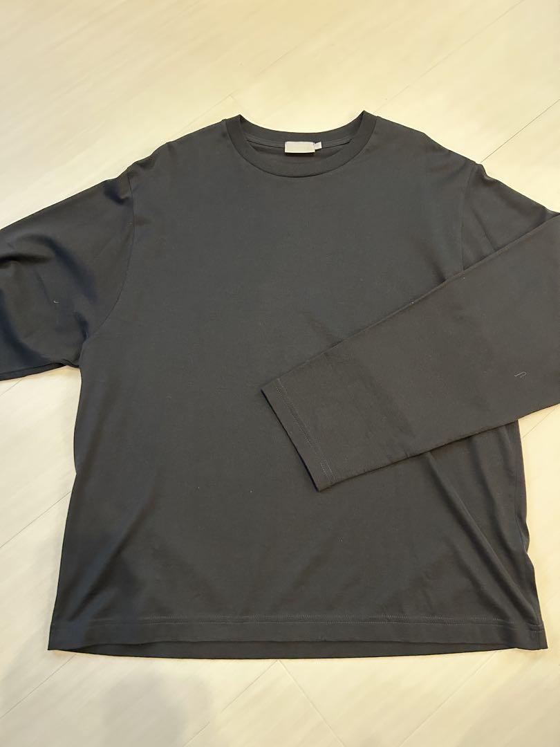 handvaerk コットン クルーネック長袖Tシャツ 黒 L