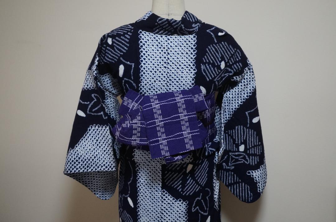 【有松絞り】有松鳴海絞り・絞り浴衣・朝顔ゆかた・手縫・高級浴衣・裄62.5cm