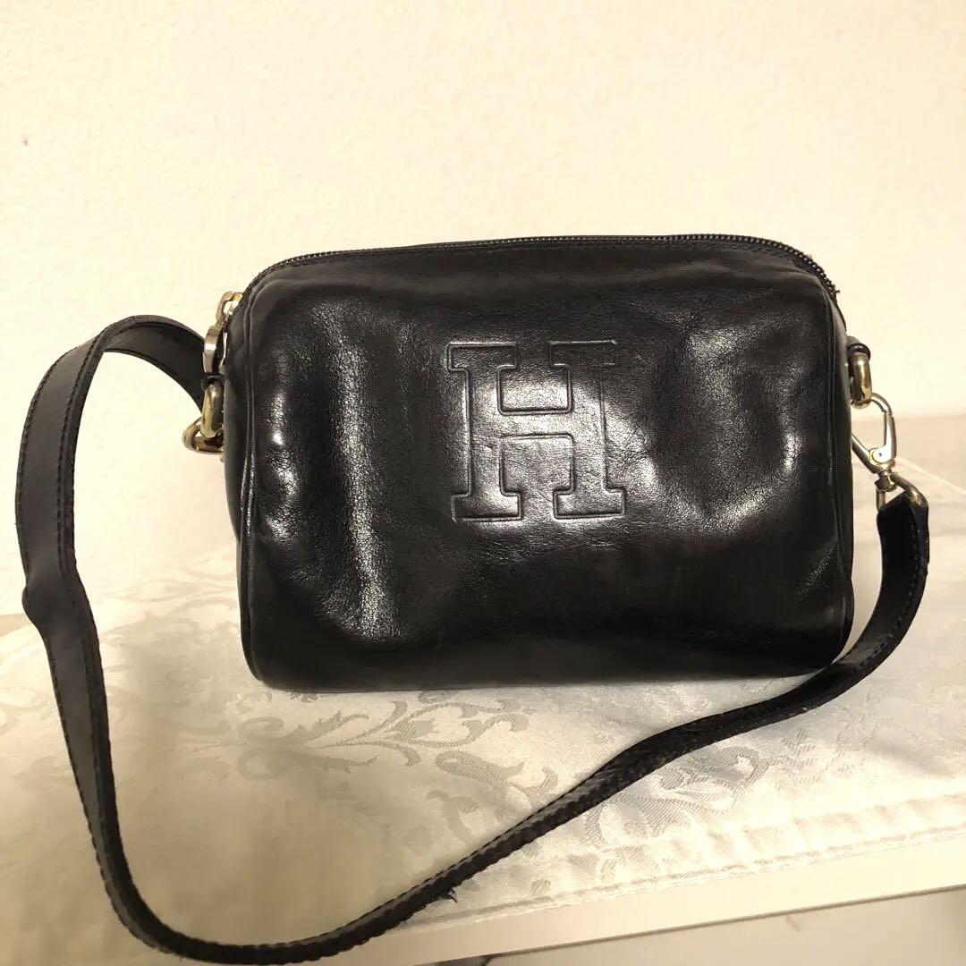 【HIROFU】ブラックレザー　ワンショルダーバッグ　イタリア製　ジャンク品