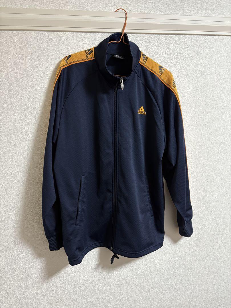 adidas ジップアップジャージ ネイビー オレンジ アディダス