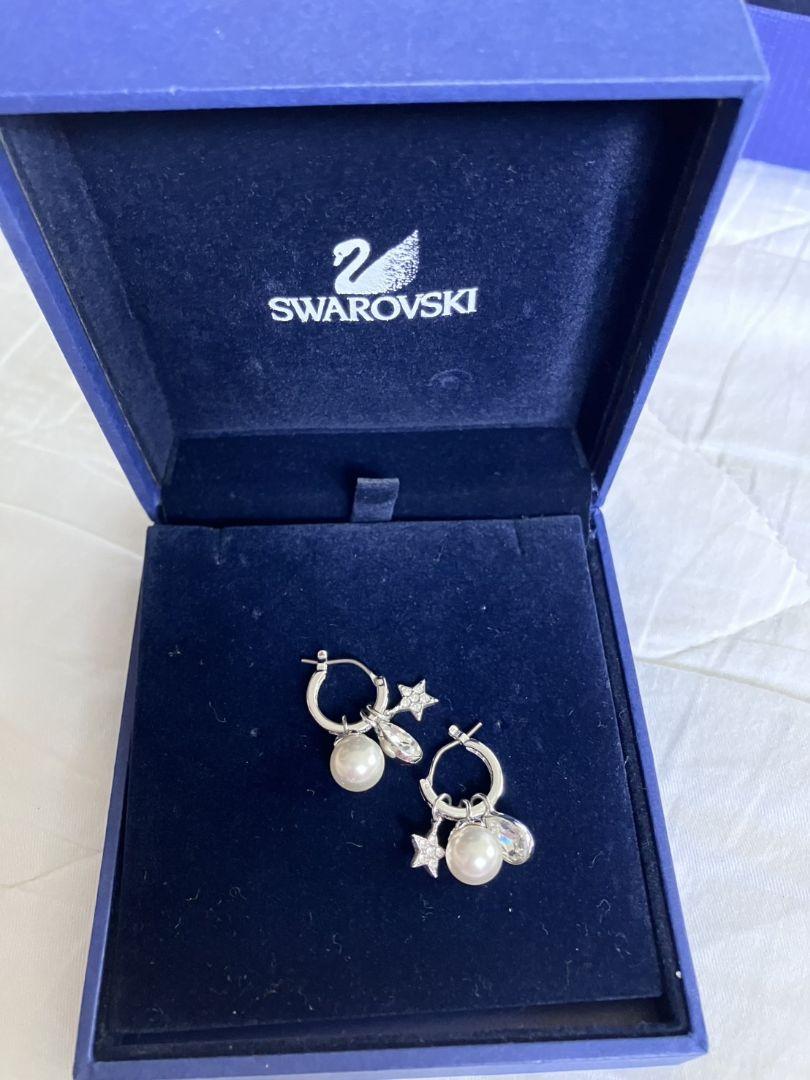★SWAROVSKI スワロフスキー　フープピアス シルバー　パール　スター