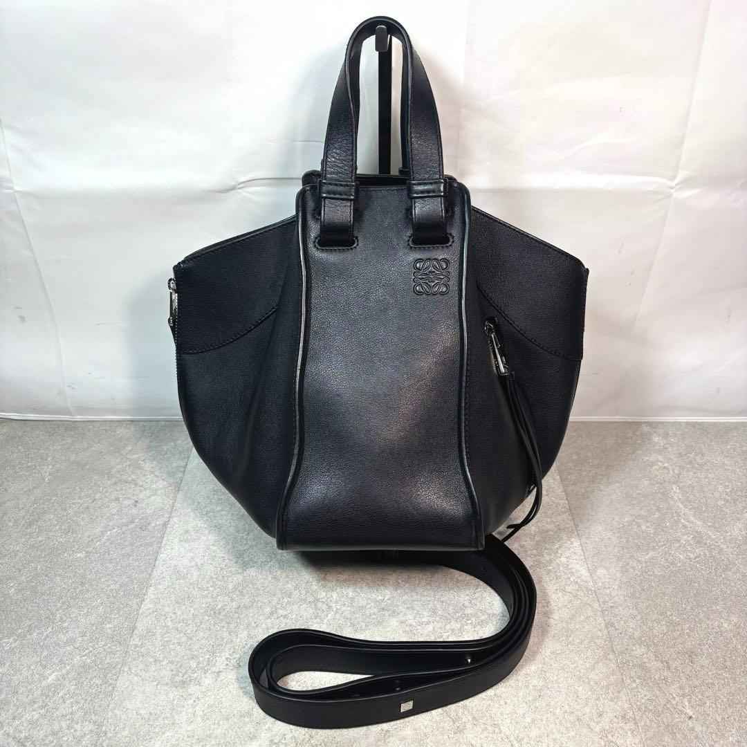LOEWE ロエベ レザー ハンモック スモール ハンド/ショルダーバッグ　黒