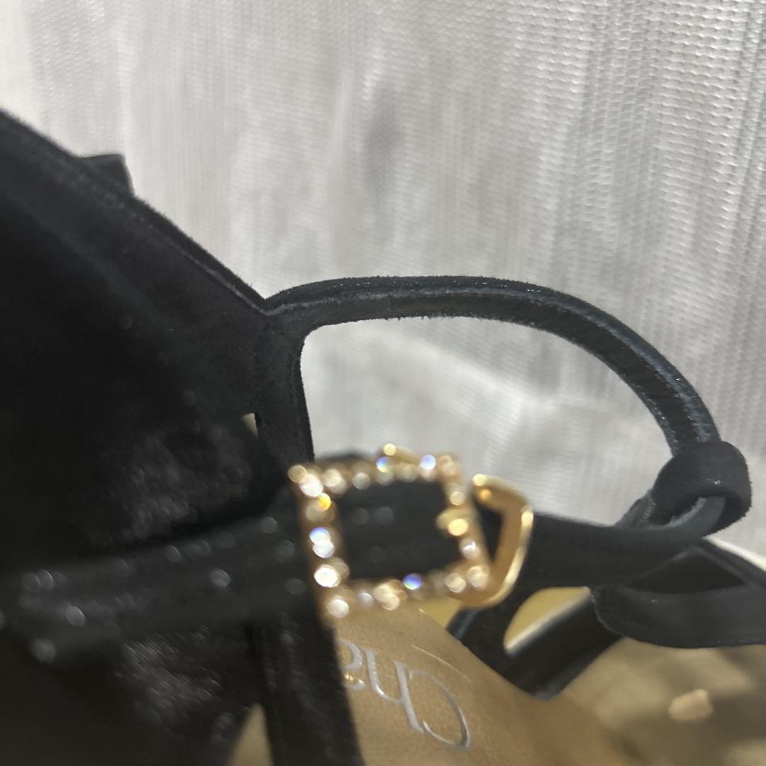 Chacott 黒ベージュラメ入り ストラップハイヒール Chacott 黒ベージュラメ入り ストラップハイヒール 社交ダンス