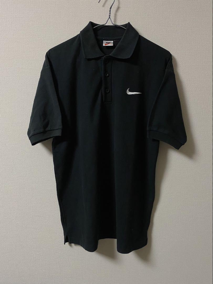90s NIKE 銀タグ ナイキ ヴィンテージポロシャツ 半袖 ブラック 黒