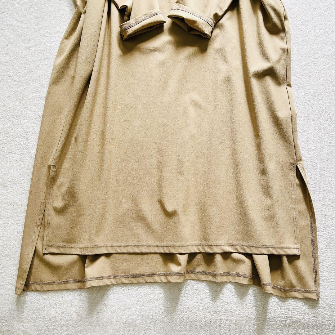 美品☆ ミズイロインド サラッとフレアロングシャツワンピース ベージュ