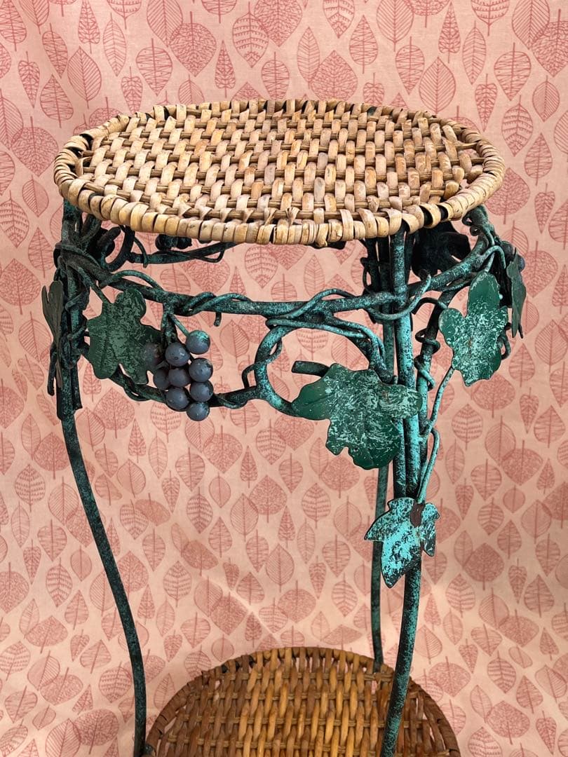 アイアンフレーム フラワースタンド 花台 ヴィンテージ風 ブドウ装飾 鉢ラック目立った傷や汚れなし YUZUMIYA_COM